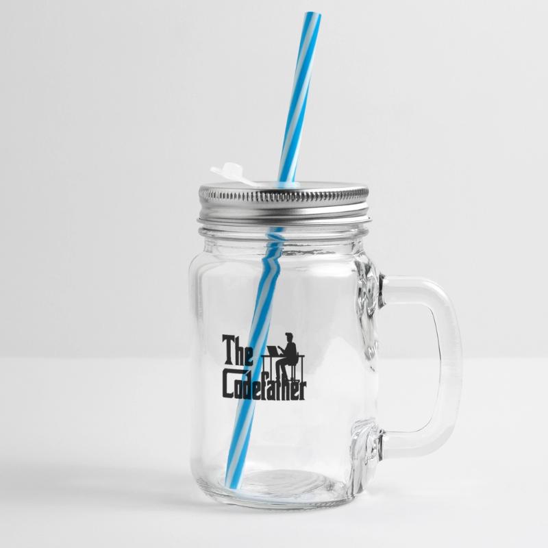 The Codefather Coding Programmer Gift Glass jar with handle and screw cap
