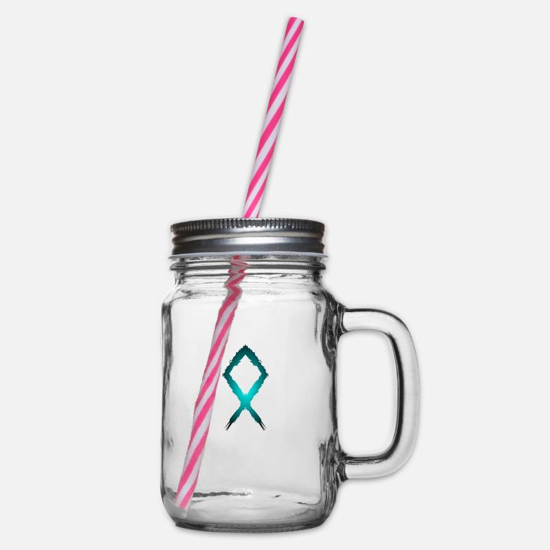 Othila Rune Symbol - Henkelglas mit Schraubdeckel - Klar
