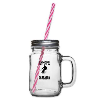 Je sais que je skie comme un cadeau de skieur vieillard - Bocal à boisson - transparent - Droite