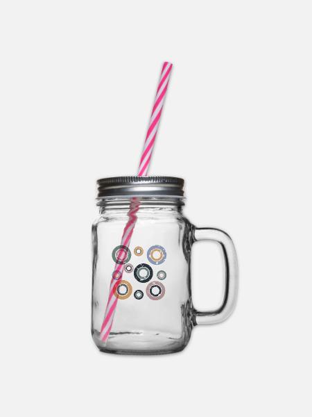 Kreise retro - Henkelglas mit Schraubdeckel - Klar