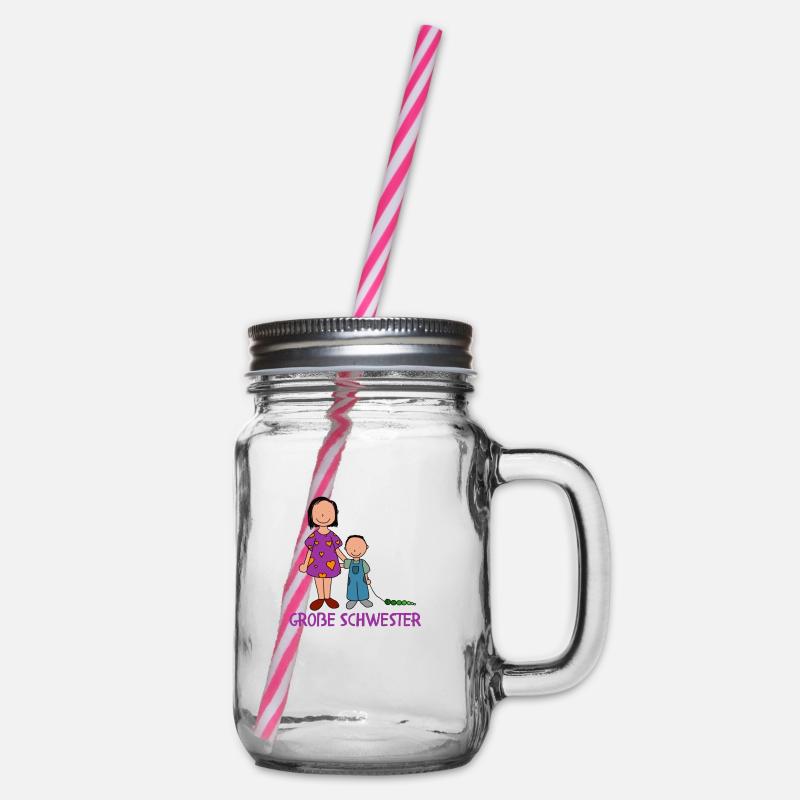 Große Schwester - Henkelglas mit Schraubdeckel - Klar