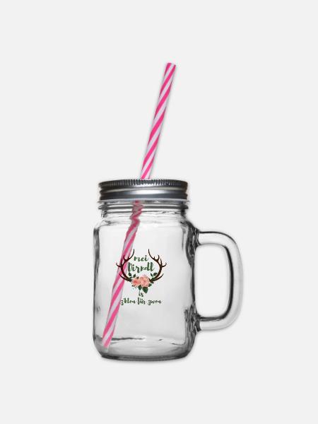 mei Dirndl is z'kloa für zwoa Schwanger Geschenk - Henkelglas mit Schraubdeckel - Klar