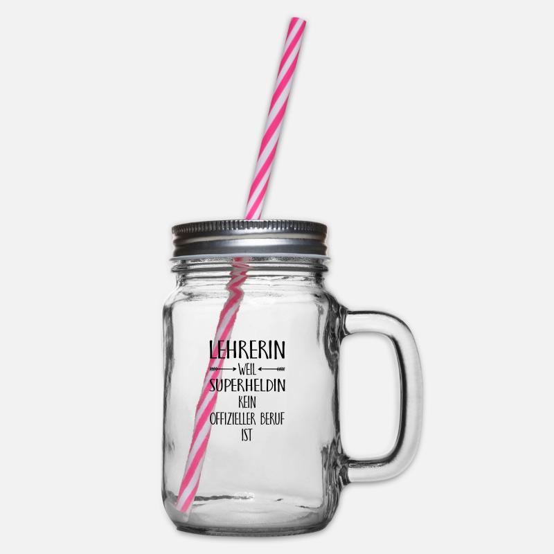 Lehrerin weil superheldin Lehrers Geschenk Schule - Henkelglas mit Schraubdeckel - Klar