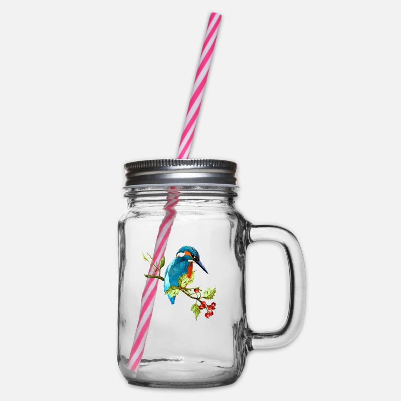 Bunter Vogel - Henkelglas mit Schraubdeckel - Klar