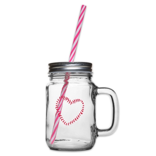 2581172 1029128891 Baseball Heart Of Seams - Glass jar with handle and screw cap
