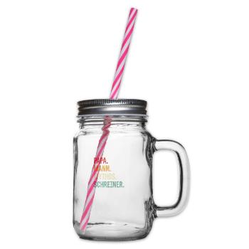 Papa Mann Mythos Schreiner Geschenk - Henkelglas mit Schraubdeckel - Klar - Rechts