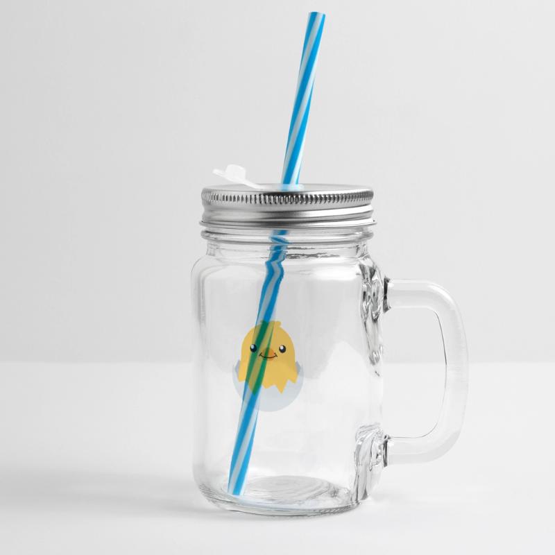 Piep chick Easter duck chicken chicken egg Easter egg Glass jar with handle and screw cap