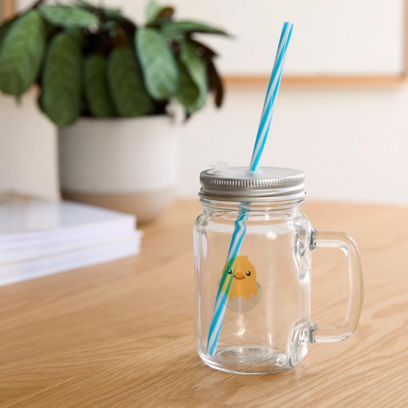 Piep chick Easter duck chicken chicken egg Easter egg Glass jar with handle and screw cap