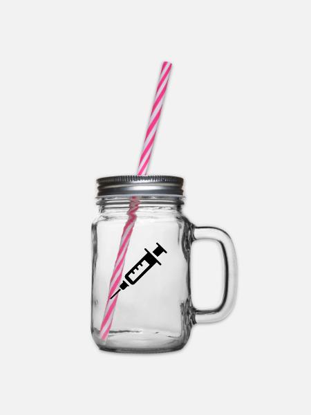 Spritze - Henkelglas mit Schraubdeckel - Klar