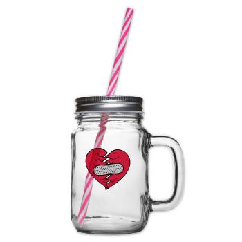 Patch heart broken - Glass jar with handle and screw cap - clear - Right
