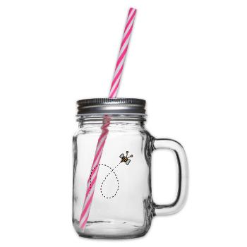 Dashed line bee - Glass jar with handle and screw cap - clear - Right