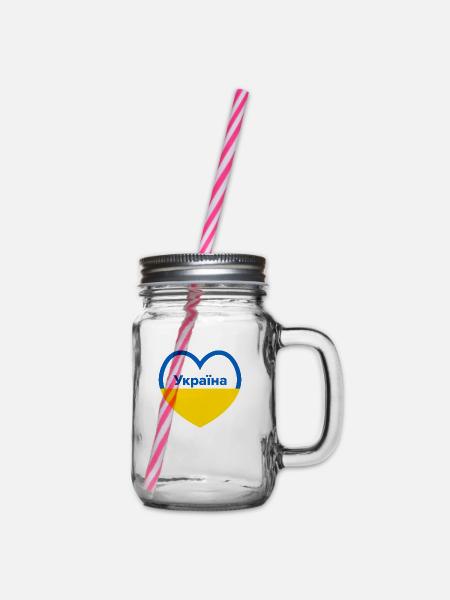 Ukraine Herz Ukraina - Henkelglas mit Schraubdeckel - Klar
