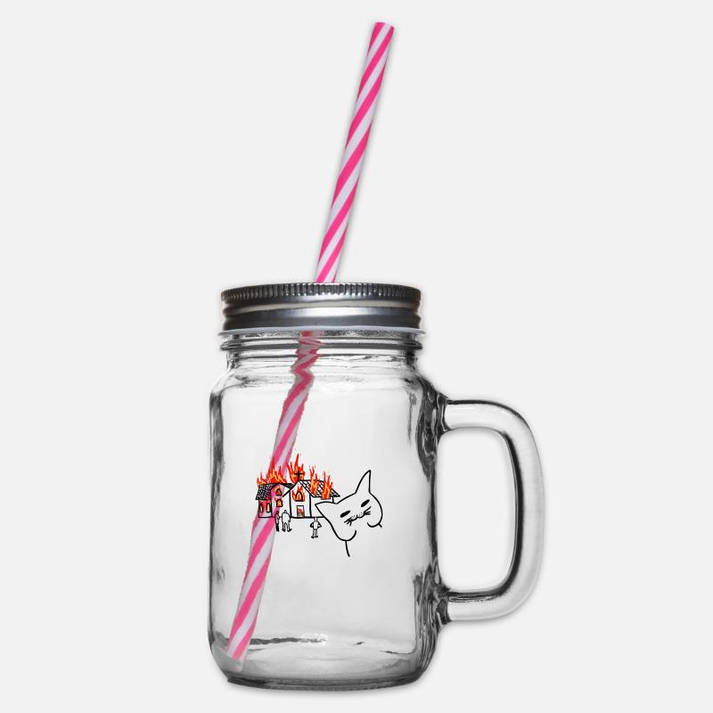 CHAT BRÛLANT UNE ÉGLISE - Bocal à boisson - transparent