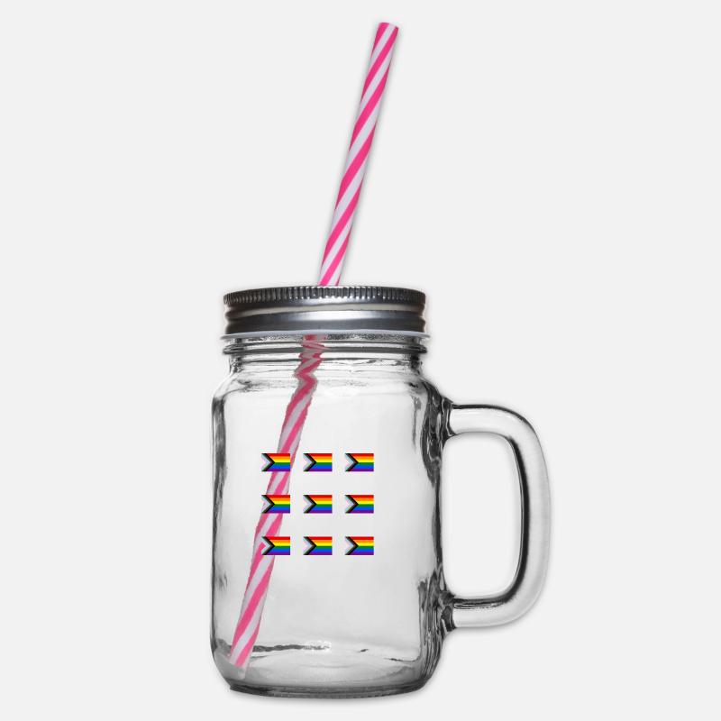 Progress Pride-Flagge - Henkelglas mit Schraubdeckel - Klar