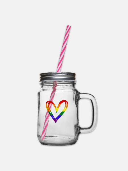 Love Shirt | Pride | CSD - Henkelglas mit Schraubdeckel - Klar