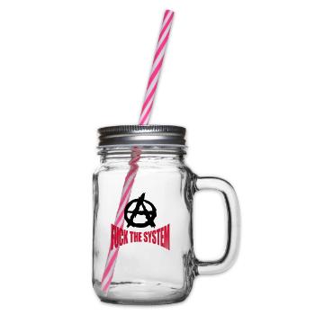 Fuck the system anarchy - Glass jar with handle and screw cap - clear - Right