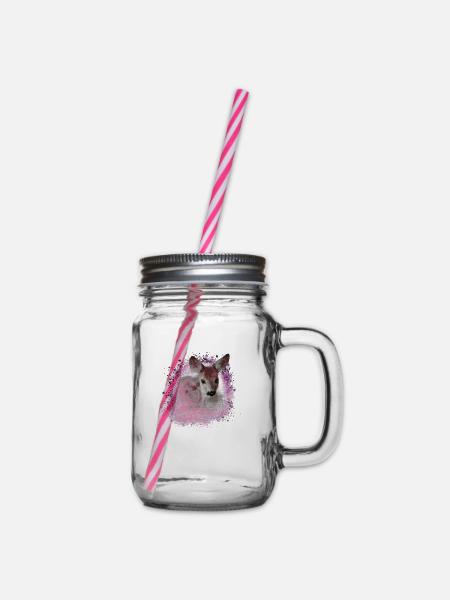 reh rosa,wild,kitz,graffiti,bambi,rehkitz,fohlen - Henkelglas mit Schraubdeckel - Klar