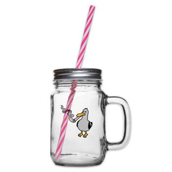 Stoner Seagull Smoking Hemp - Glass jar with handle and screw cap - clear - Right