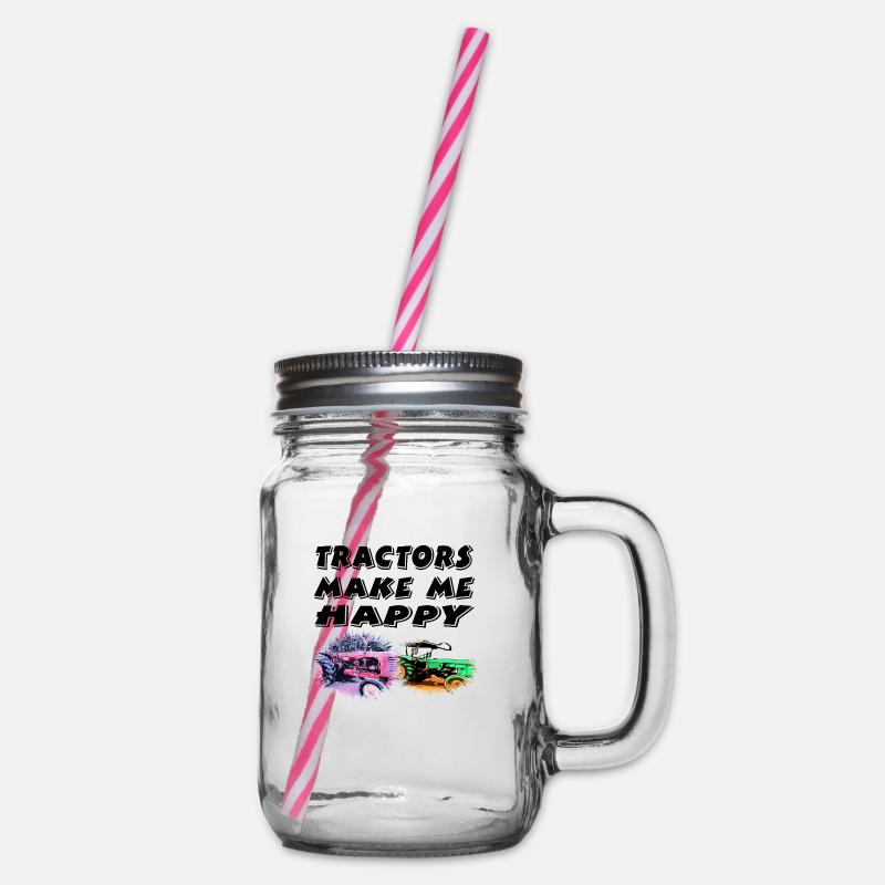 Traktor - Henkelglas mit Schraubdeckel - Klar