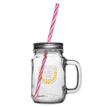 not antisocial anti stupid - Glass jar with handle and screw cap - clear - Right