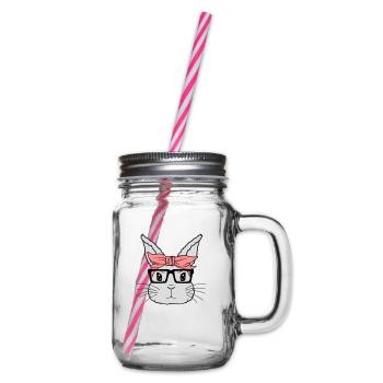 Visage de lapin nerd féminin - Bocal à boisson - transparent - Droite