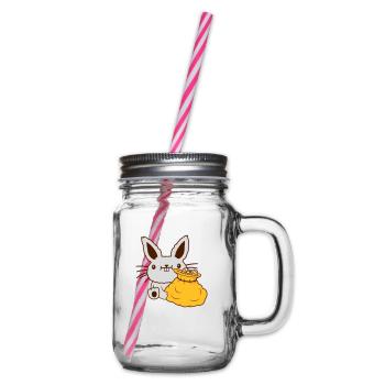 Osterhase großer Eier Sack - Henkelglas mit Schraubdeckel - Klar - Rechts
