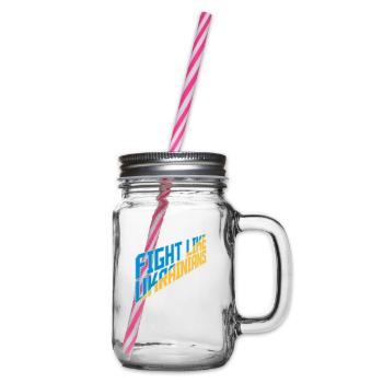 fight like ukrainians quote - Glass jar with handle and screw cap - clear - Right