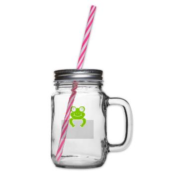 Present text Comic Frog - Glass jar with handle and screw cap - clear - Right