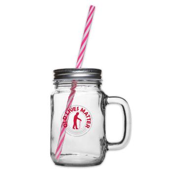 old lives matter quote - Glass jar with handle and screw cap - clear - Right