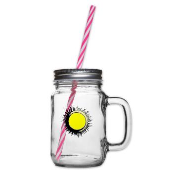 Sun Summer Watercolor Nature Beach Sky Vector - Glass jar with handle and screw cap - clear - Right