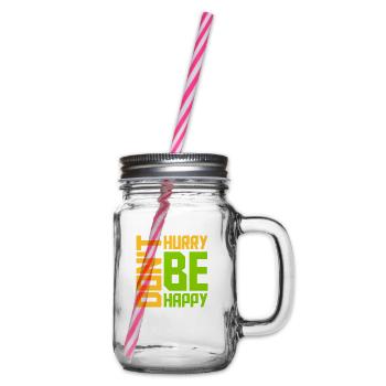 Don't hurry be happy - Glass jar with handle and screw cap - clear - Right