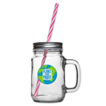 planet over profit quote - Glass jar with handle and screw cap - clear - Right