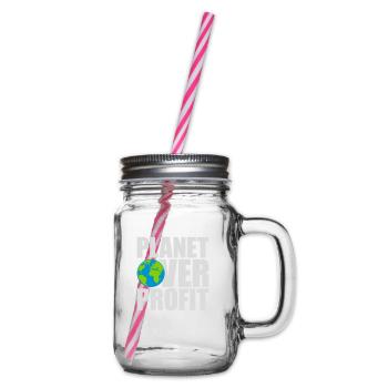 planet over profit quote - Glass jar with handle and screw cap - clear - Right