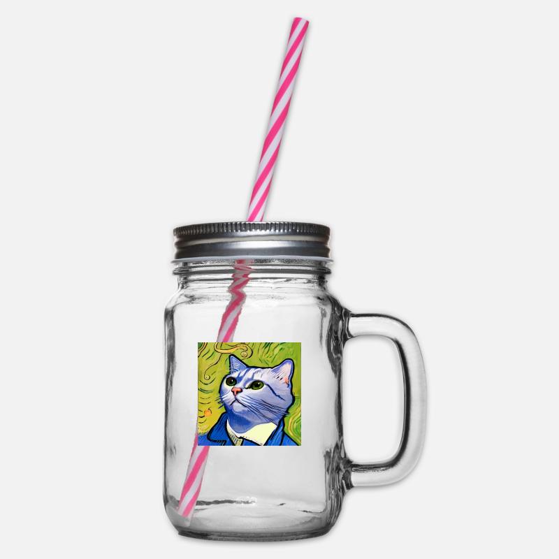Chat peint par Van Gogh - Bocal à boisson - transparent