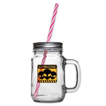 Warning Alien Design Shield - Glass jar with handle and screw cap - clear - Right