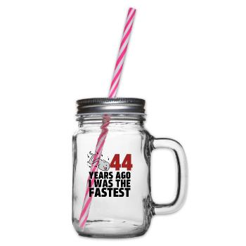 44 Years Ago I Was The Fastest - Glass jar with handle and screw cap - clear - Right