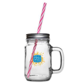 drink drank drunk quote - Glass jar with handle and screw cap - clear - Right