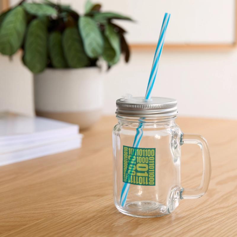 Binary Code Program Language Glass jar with handle and screw cap