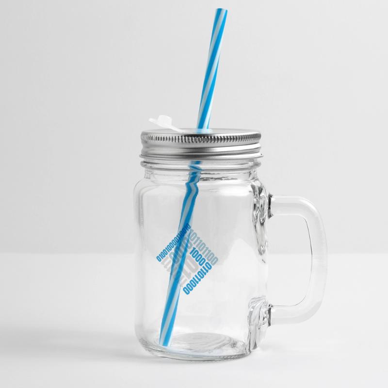 Binary Code Program Language Glass jar with handle and screw cap