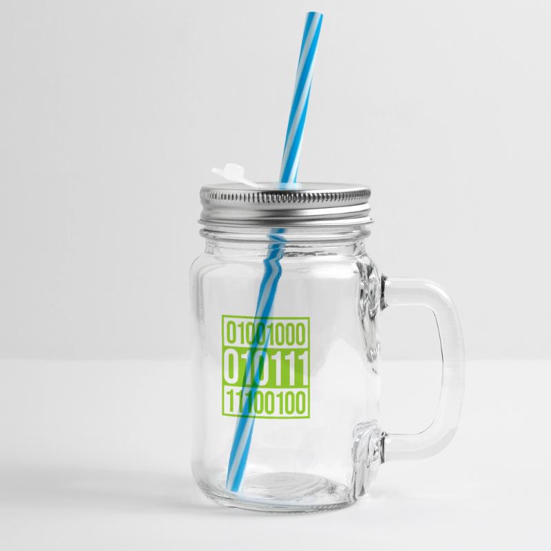 Binary Code Program Language Glass jar with handle and screw cap