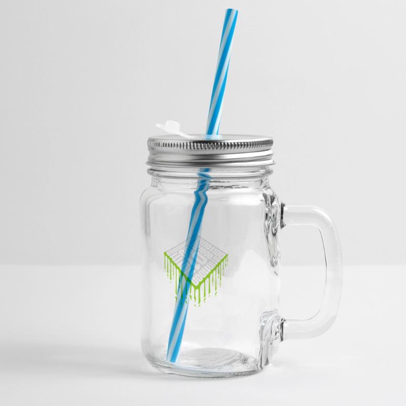 Binary Code Program Language Glass jar with handle and screw cap