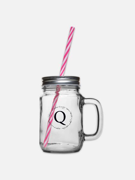 Monogramm Q Kranz personalisierbar - Henkelglas mit Schraubdeckel - Klar