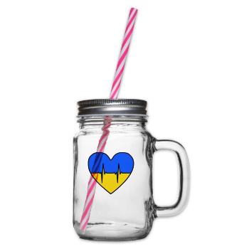 Ukraine Heart - Glass jar with handle and screw cap - clear - Right