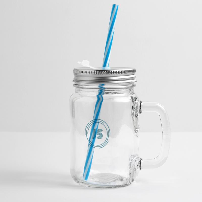 Java Script Glass jar with handle and screw cap