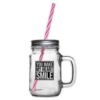 make my heart smile - Glass jar with handle and screw cap - clear - Right