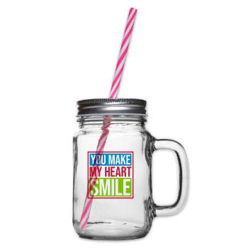 make my heart smile - Henkelglas mit Schraubdeckel - Klar - Rechts