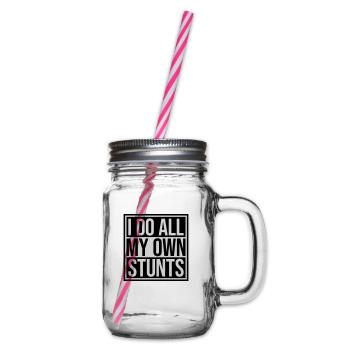 all my own stunts - Glass jar with handle and screw cap - clear - Right