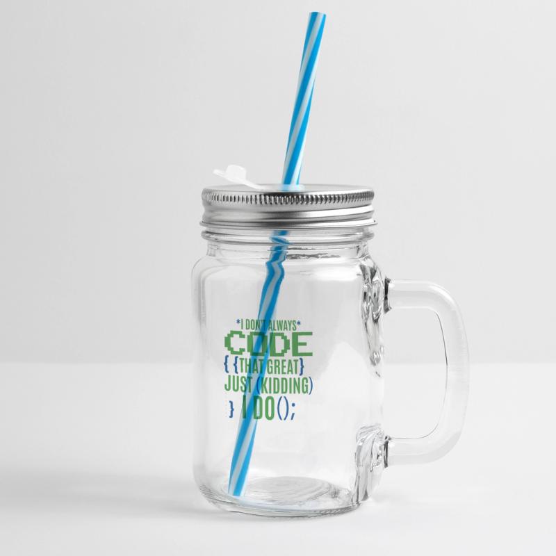 Funny Coder Programmer IT Glass jar with handle and screw cap