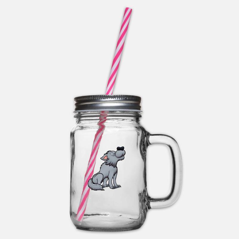 Heulender Wolf - Henkelglas mit Schraubdeckel - Klar