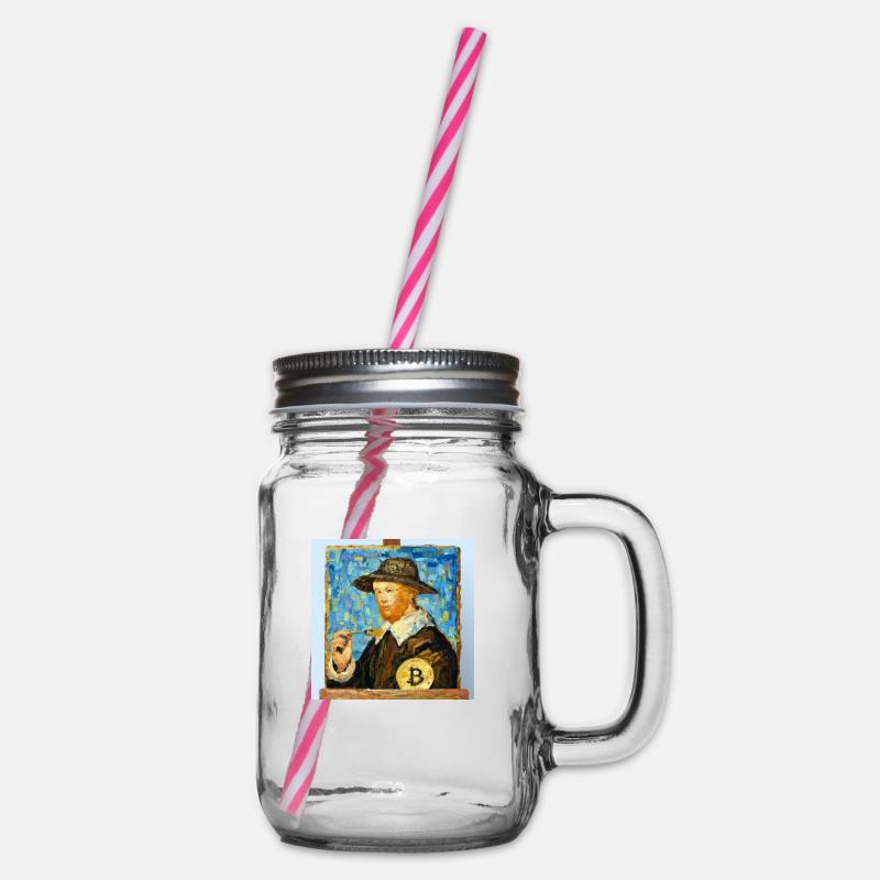 Portrait Bitcoin de Van Gogh - Bocal à boisson - transparent